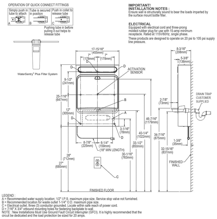 Halsey Taylor HTHBSM-WF rough-in dimensions
