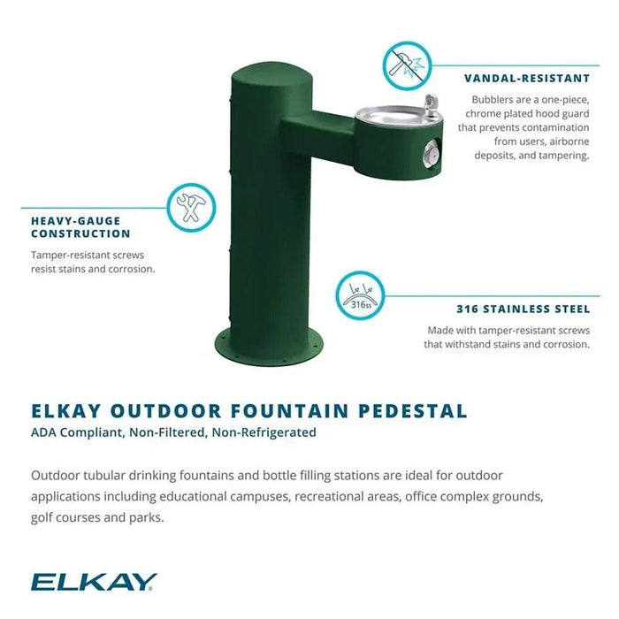 Elkay LK4410EVG ADA Outdoor Drinking Fountain – Single Pedestal, Vandal Resitant - The Fountain Direct