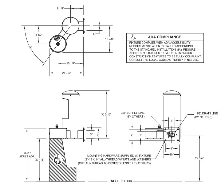 Willoughby CWBF-2WM Wall-Mounted Outdoor Water Bottle Filler with ADA Drinking Fountain - The Fountain Direct 