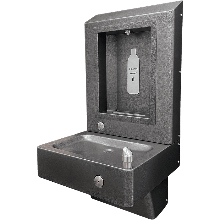Willoughby WOBFDF-FA Surface-Mounted Outdoor Bottle Filler with Drinking Fountain – Stainless Steel Made in USA