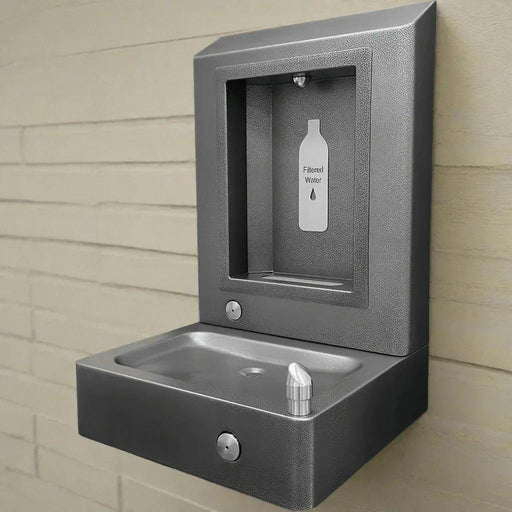 Willoughby WOBFDF Stainless Steel  Rear-Mounted Outdoor Bottle Filler with Drinking Fountain For Parks - The Fountain Direct