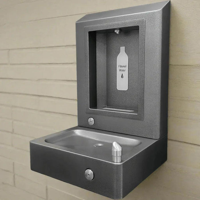 Willoughby WOBFDF Stainless Steel  Rear-Mounted Outdoor Bottle Filler with Drinking Fountain For Parks - The Fountain Direct