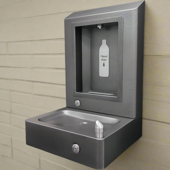 Willoughby WOBFDF Stainless Steel  Rear-Mounted Outdoor Bottle Filler with Drinking Fountain For Parks – Made in USA