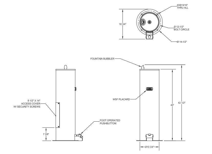 Willoughby WODF-1-HF Foot-Operated Outdoor Stainless Steel Drinking Fountain - The Fountain Direct 