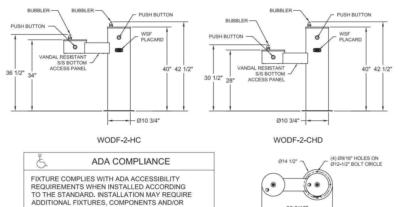 Willoughby WODF-2FA-HC Outdoor Two-Station Stainless Steel Water Drinking Fountain - The Fountain Direct 