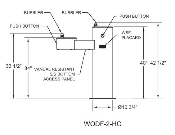 Willoughby WODF-2-HC Two-Station Stainless Steel Outdoor Water Drinking Fountain – ADA Compliant - The Fountain Direct 