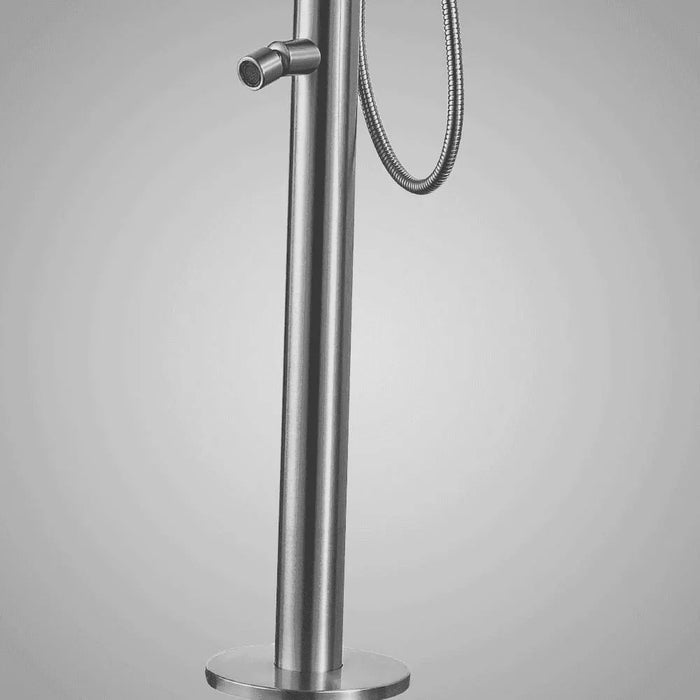Magnus Stainless Steel Freestanding Pool Shower with Hand and Foot Shower – Brushed Finish - The Fountain Direct 