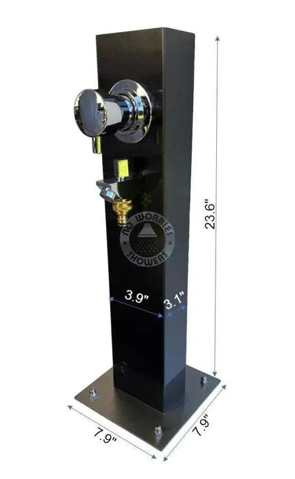NW Showers Black Outdoor Foot Wash Station with a Garden Hose Connection & Hot & Cold Mixer - The Fountain Direct