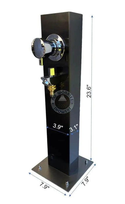 Black Outdoor Foot Wash Station with a Garden Hose Connection & Hot & Cold Mixer - The Fountain Direct 