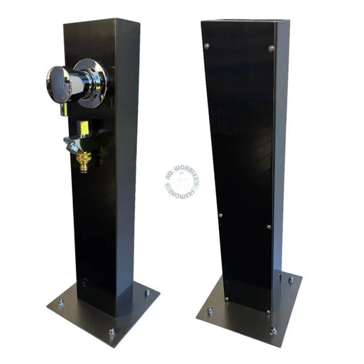 Black Outdoor Foot Wash Station with a Garden Hose Connection & Hot & Cold Mixer - The Fountain Direct 