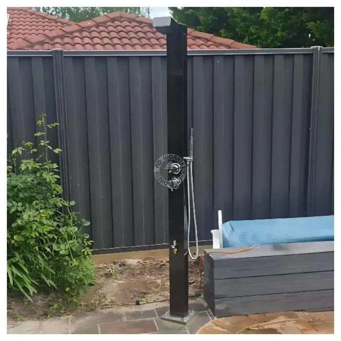 NW Showers Bondi Black ADA 316L Marine Grade Stainless Steel Outdoor Pool ShowerTower Panel - The Fountain Direct