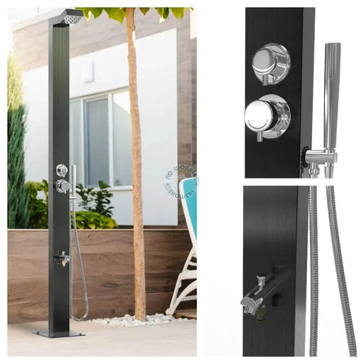 Bondi Black ADA 316L Marine Grade Stainless Steel Outdoor Pool ShowerTower Panel - The Fountain Direct 