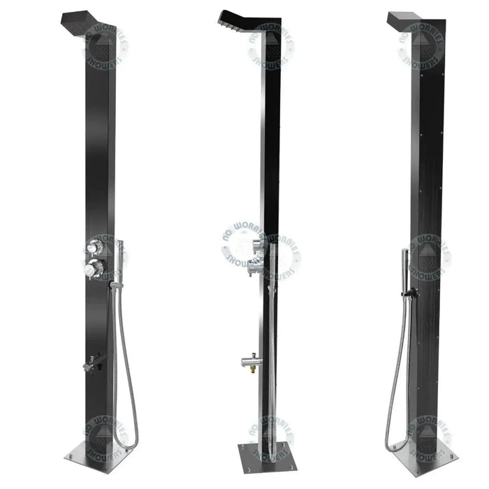 Bondi Black ADA 316L Marine Grade Stainless Steel Outdoor Pool ShowerTower Panel - The Fountain Direct 