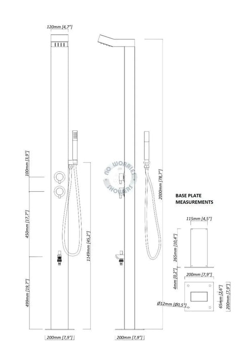 Bondi Black ADA 316L Marine Grade Stainless Steel Outdoor Pool ShowerTower Panel - The Fountain Direct 