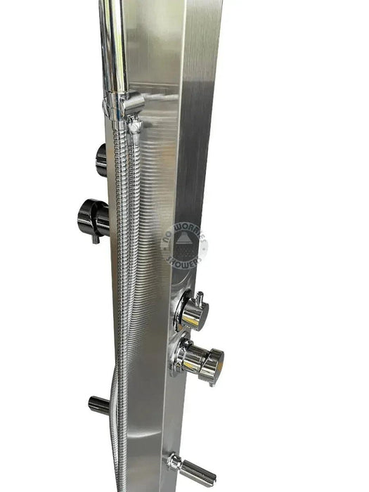 NW Showers Bondi Double Head Stainless Steel Outdoor Double Rainfall Shower with Foot Wash & Handheld Wand - The Fountain Direct