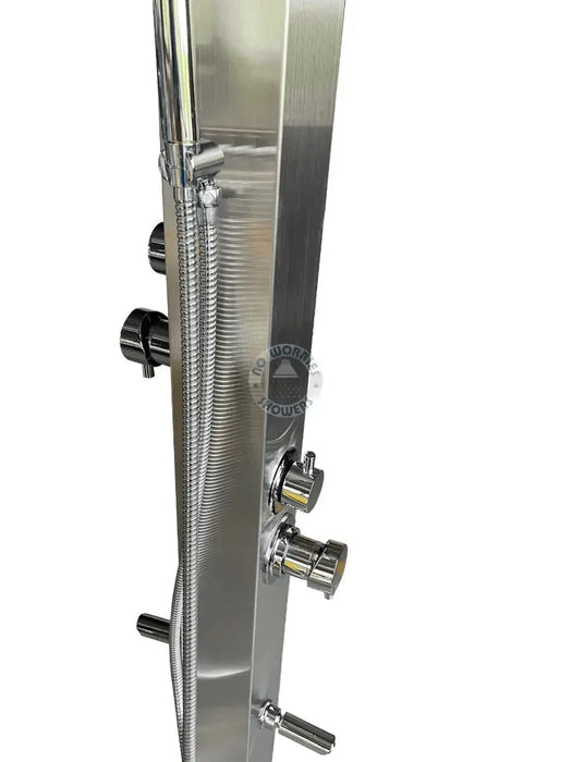 Bondi Double Head Stainless Steel Outdoor Double Rainfall Shower with Foot Wash & Handheld Wand - The Fountain Direct 