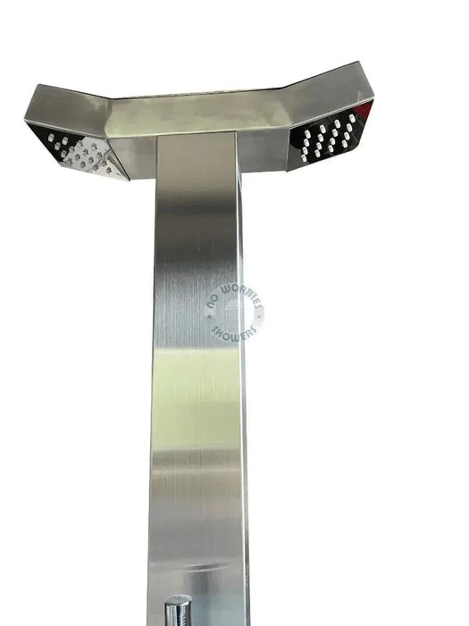 NW Showers Bondi Double Head Stainless Steel Outdoor Double Rainfall Shower with Foot Wash & Handheld Wand - The Fountain Direct