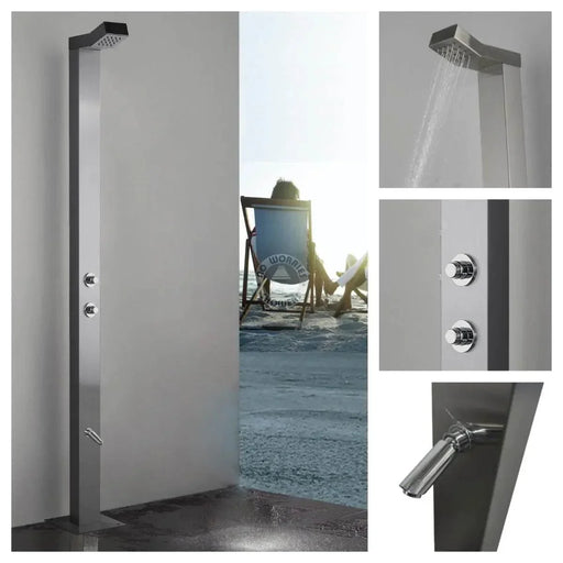Bondi Push Button 316L Marine Stainless Steel Outdoor Pool Shower - The Fountain Direct 