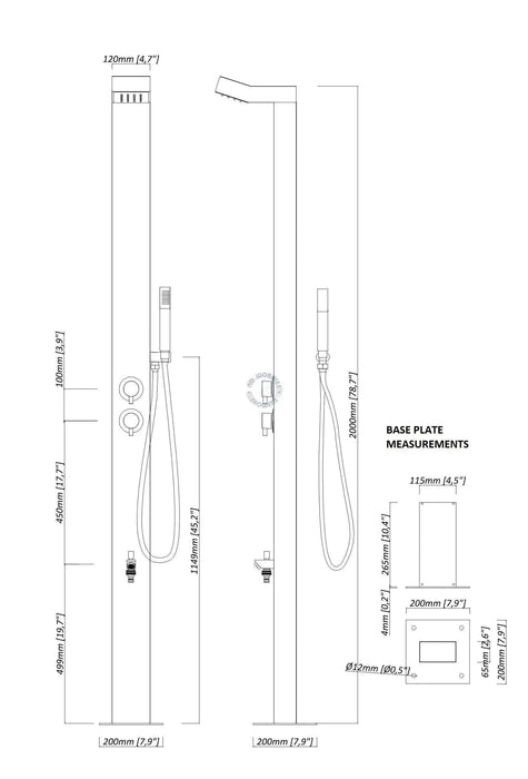 NW Showers Bondi Silver ADA 316L Stainless Steel Outdoor Pool Shower – Hot & Cold & Foot Wash - The Fountain Direct