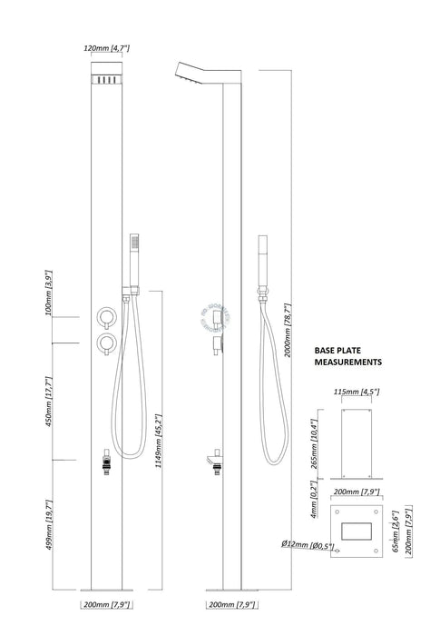 Bondi Silver ADA 316L Stainless Steel Outdoor Pool Shower – Hot & Cold & Foot Wash - The Fountain Direct 