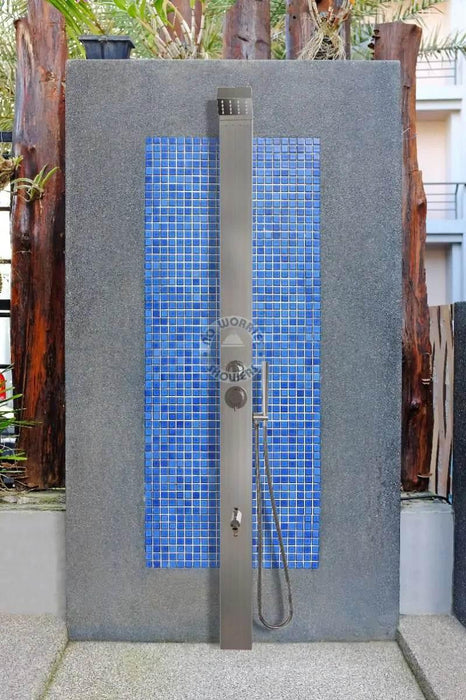 Bondi Silver ADA 316L Stainless Steel Outdoor Pool Shower – Hot & Cold & Foot Wash - The Fountain Direct 