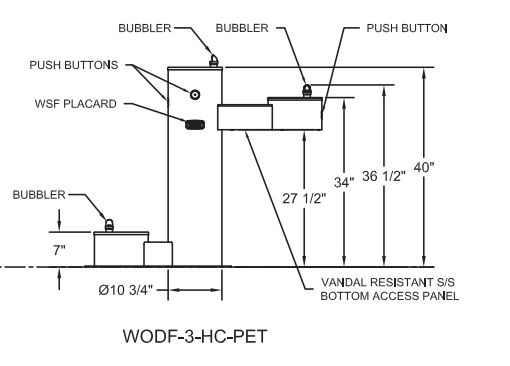 Willoughby WODF-3-HC-PET Three-Station Stainless Steel Exterior Drinking Fountain – Pet-Friendly