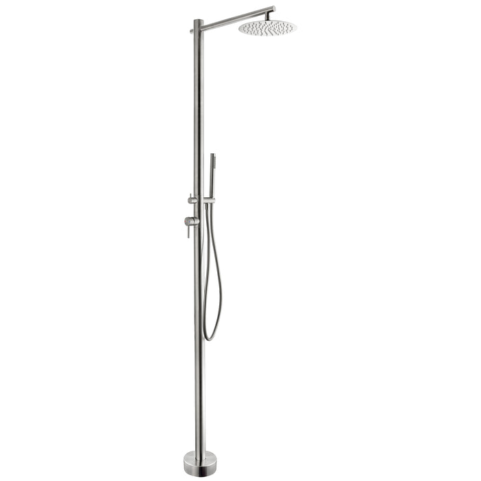 Costera Arena Dual-Function Hot & Cold Outdoor Shower, 10" Rain Head + Hand Shower – Brushed Nickel