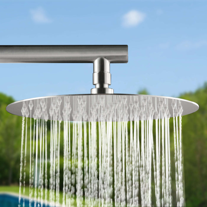Costera Arena Dual-Function Hot & Cold Outdoor Shower, 10" Rain Head + Hand Shower – Brushed Nickel