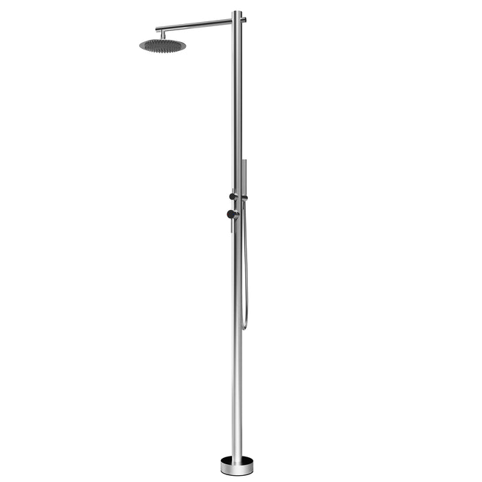 Costera Arena Dual-Function Hot & Cold Outdoor Shower, 10" Rain Head + Hand Shower – Brushed Nickel