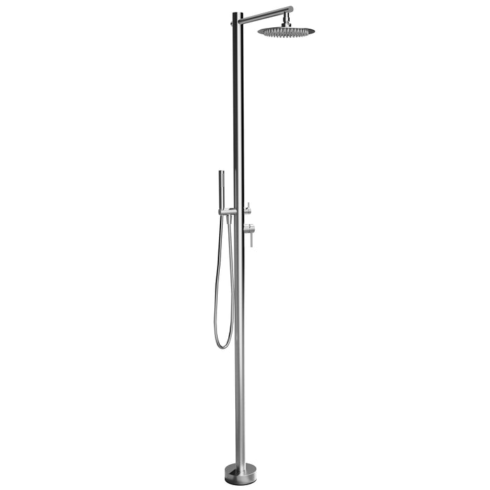 Costera Arena Dual-Function Hot & Cold Outdoor Shower, 10" Rain Head + Hand Shower – Brushed Nickel