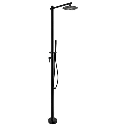 Costera Arena Black Hot & Cold Outdoor Shower Tower with Rain Head & Handheld Wand