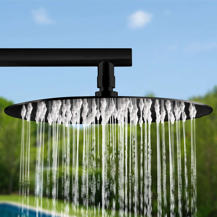 Costera Arena Black Hot & Cold Outdoor Shower Tower with Rain Head & Handheld Wand