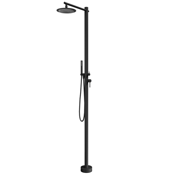 Costera Arena Black Hot & Cold Outdoor Shower Tower with Rain Head & Handheld Wand