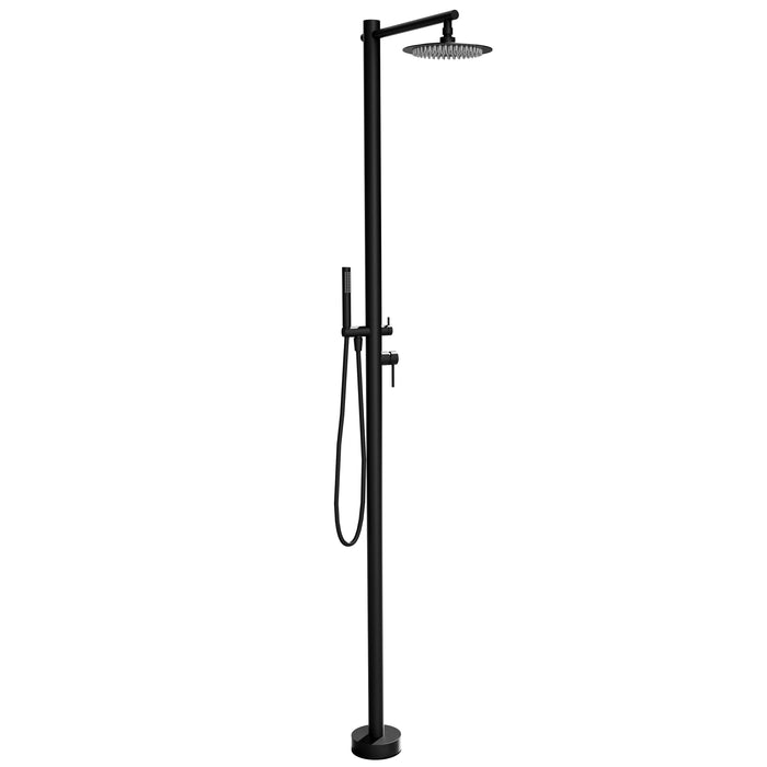Costera Arena Black Hot & Cold Outdoor Shower Tower with Rain Head & Handheld Wand
