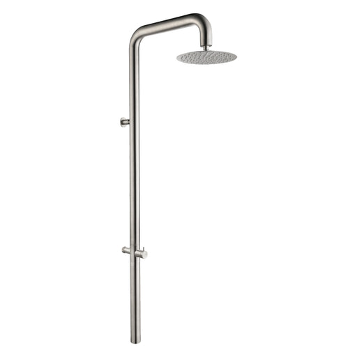 Costera Bahia Wall-Mounted Cold Water Outdoor Shower with 10" Rain Head – Brushed Nickel