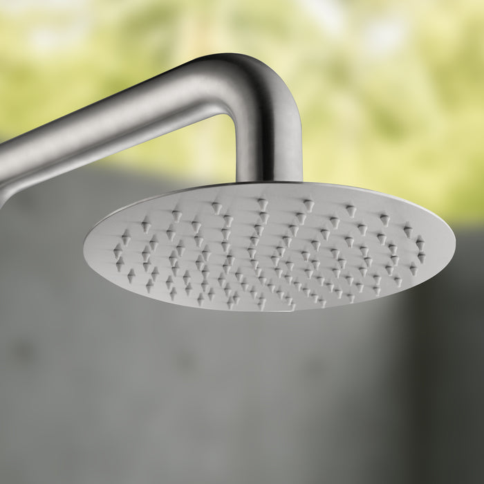 Costera Bahia Wall-Mounted Cold Water Outdoor Shower with 10" Rain Head – Brushed Nickel