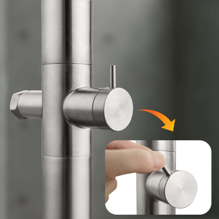 Costera Bahia Wall-Mounted Cold Water Outdoor Shower with 10" Rain Head – Brushed Nickel