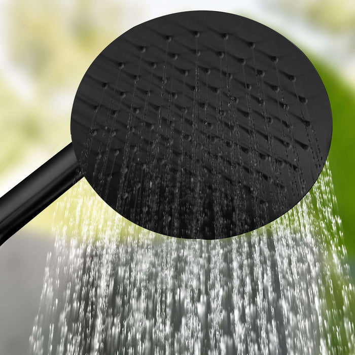 Costera Bahia Matte Black Wall Mount Outdoor Shower, 10" Cold Water Rain Head