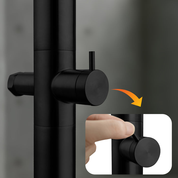 Costera Bahia Matte Black Wall Mount Outdoor Shower, 10" Cold Water Rain Head