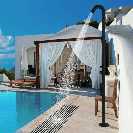 Costera Brisa Black Outdoor Rinse Station for Patio & Pool, Handheld Shower + Mixer Valve