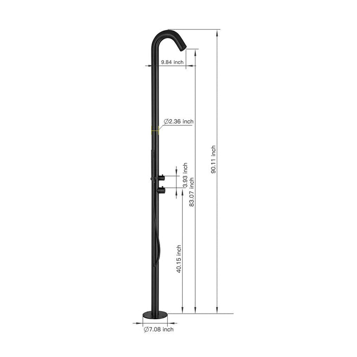 Costera Brisa Black Outdoor Rinse Station for Patio & Pool, Handheld Shower + Mixer Valve