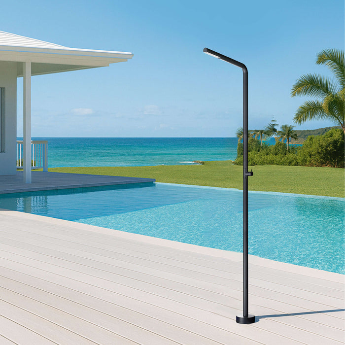 Costera Cala Minimalist Cold Water Outdoor Shower with Curved Wand Head – Matte Black