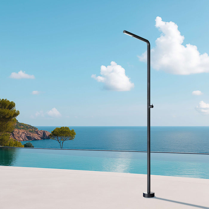Costera Cala Minimalist Cold Water Outdoor Shower with Curved Wand Head – Matte Black
