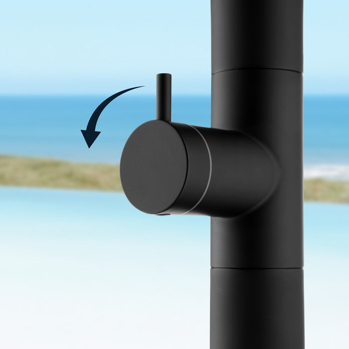 Costera Cala Minimalist Cold Water Outdoor Shower with Curved Wand Head – Matte Black