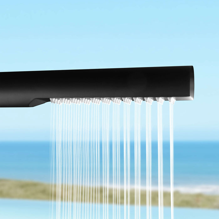 Costera Cala Minimalist Cold Water Outdoor Shower with Curved Wand Head – Matte Black