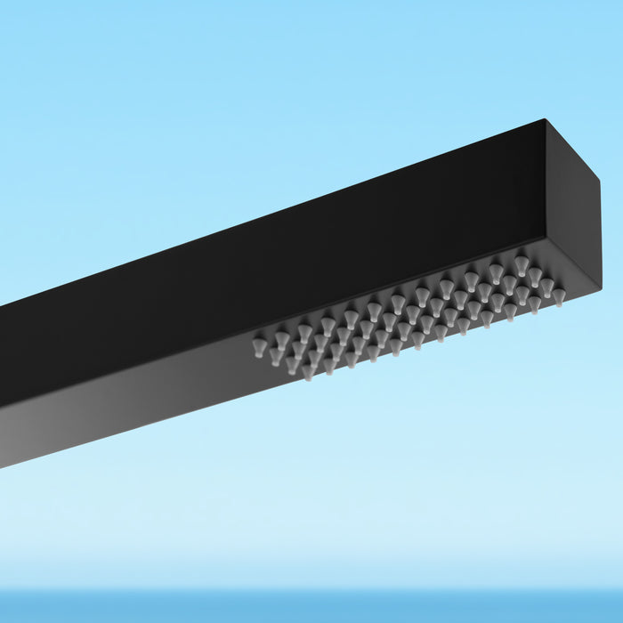 Costera Coral Square Cold Water Outdoor Shower Column with Linear Rain Head – Matte Black