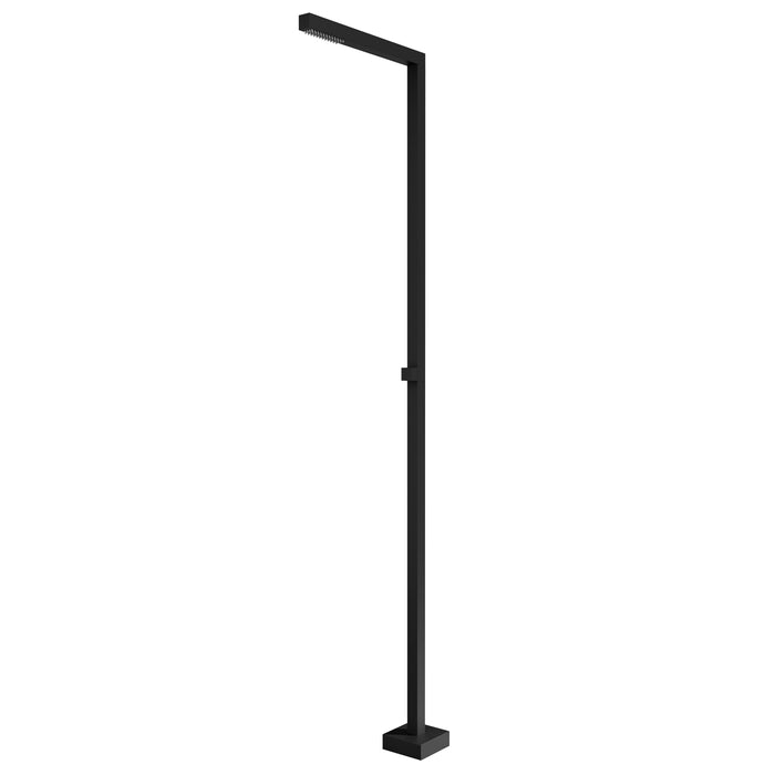Costera Coral Square Cold Water Outdoor Shower Column with Linear Rain Head – Matte Black