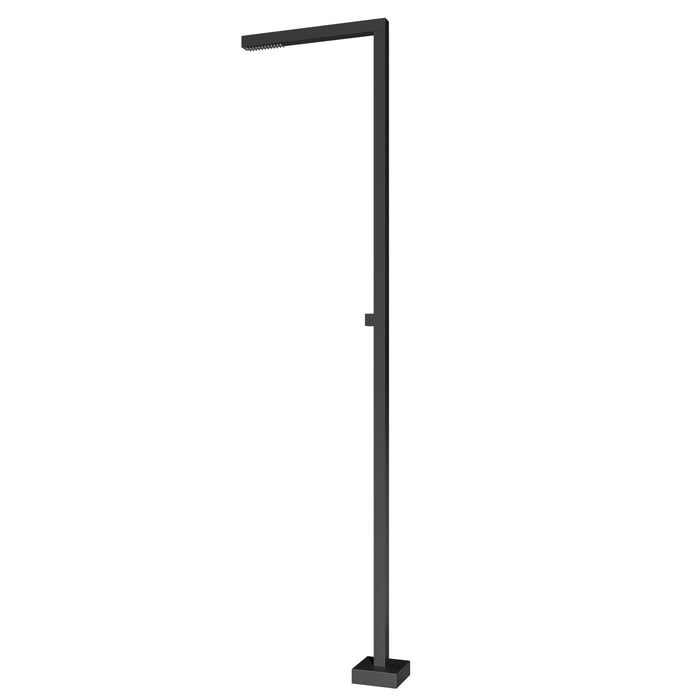 Costera Coral Square Cold Water Outdoor Shower Column with Linear Rain Head – Matte Black