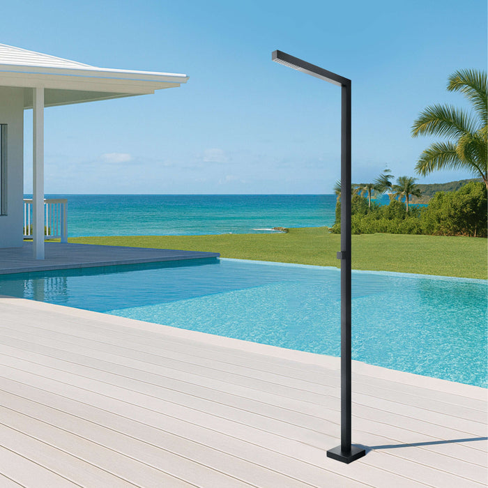 Costera Coral Square Cold Water Outdoor Shower Column with Linear Rain Head – Matte Black