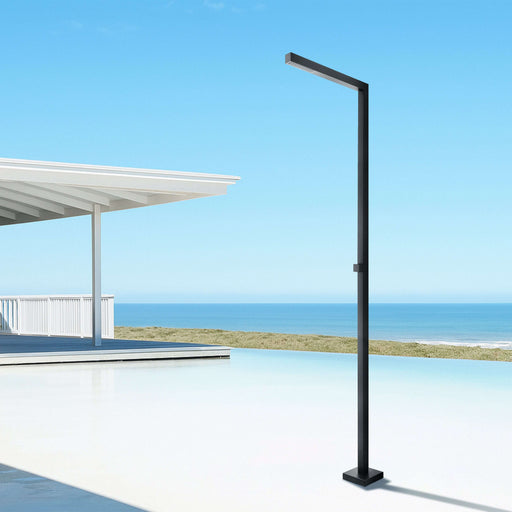 Costera Coral Square Cold Water Outdoor Shower Column with Linear Rain Head – Matte Black